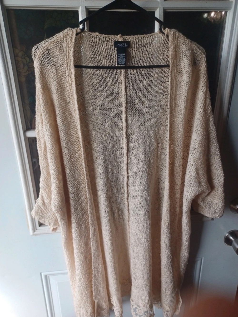 rue21 Open Crochet Cardigan Shrug in Cream Beige
